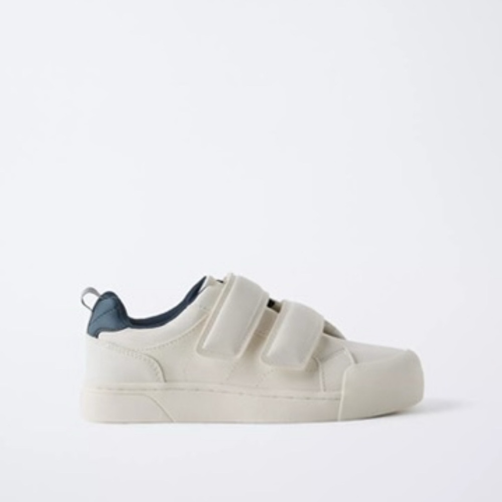 Zara Kids Cream and Navy Velcro Sneakers